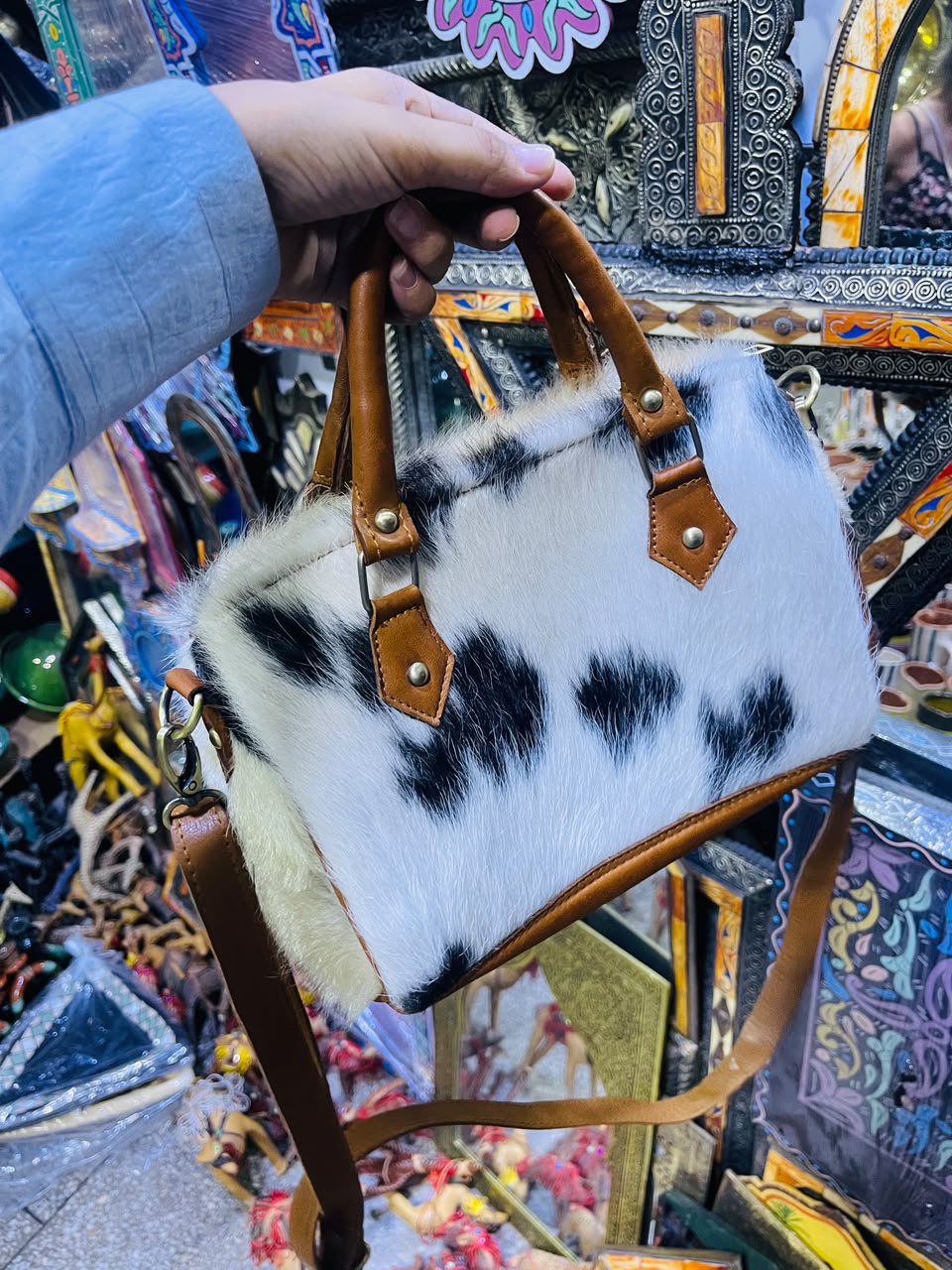 Artisanal Leather & Hair-On-Hide Crossbody Bag