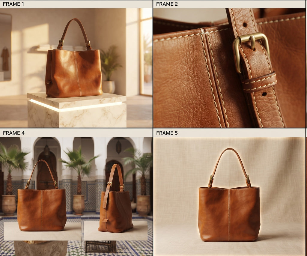 Handmade Moroccan Leather Bucket Bag | Artisan Crafted Tote