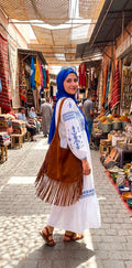 Handcrafted Genuine Leather Boho Shoulder Bag | Authentic Moroccan Craftsmanship