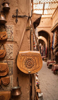 Handcrafted Embossed Leather Saddle Bag with Antique Brass Lock