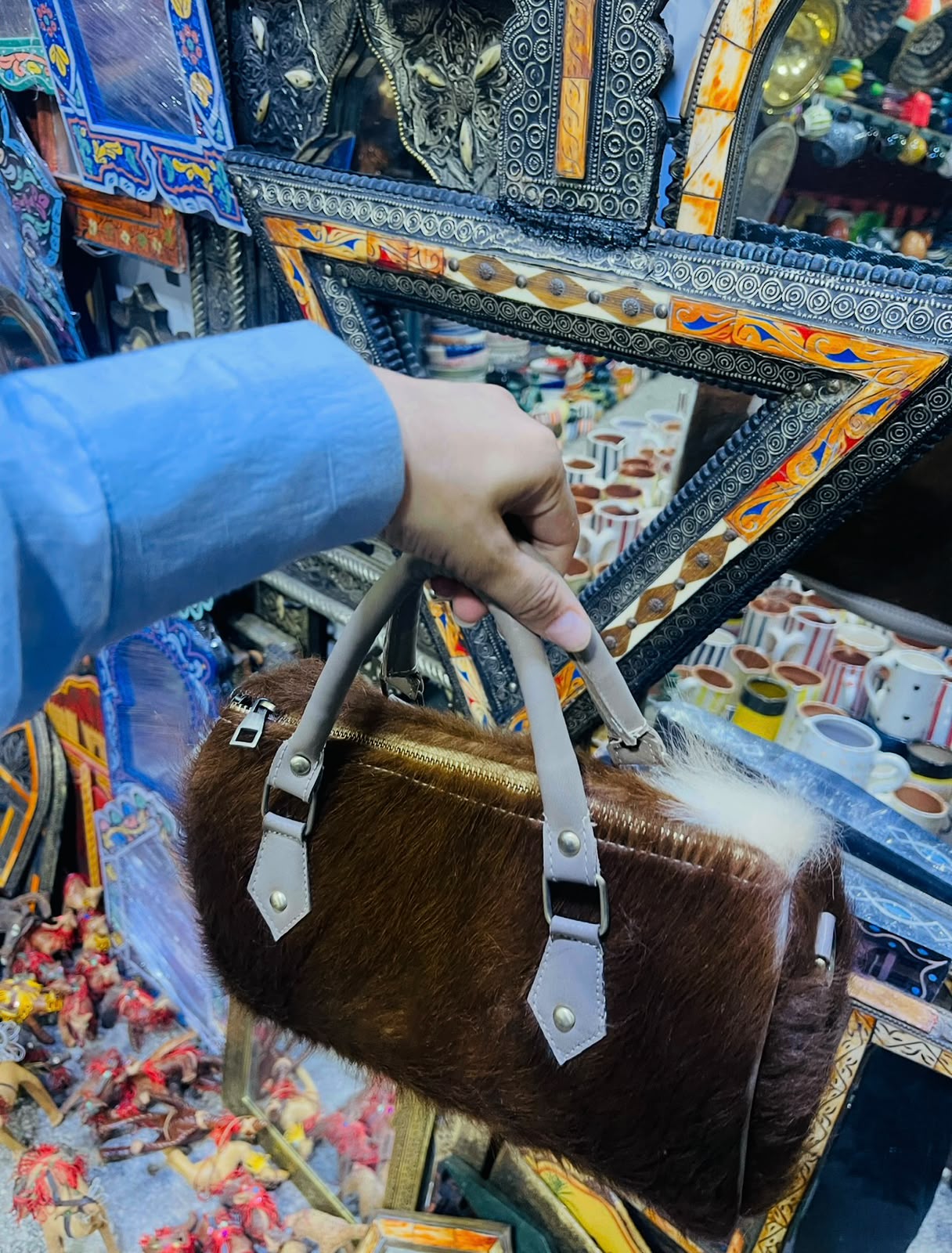 Handcrafted Cowhide Leather Barrel Bag – Moroccan Heritage