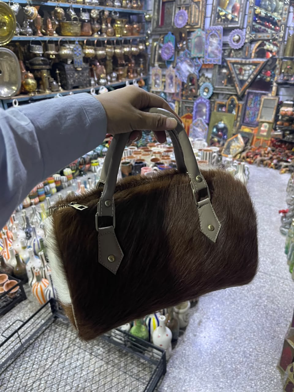 Handcrafted Cowhide Leather Barrel Bag – Moroccan Heritage