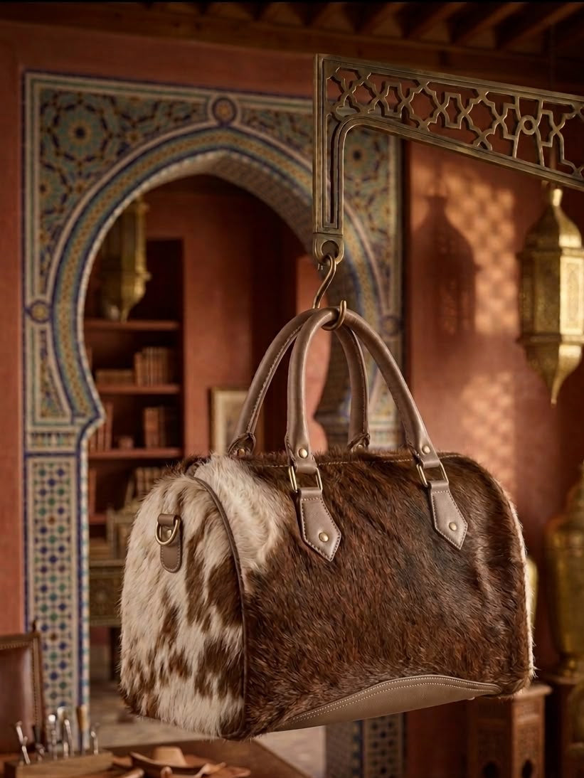 Handcrafted Cowhide Leather Barrel Bag – Moroccan Heritage