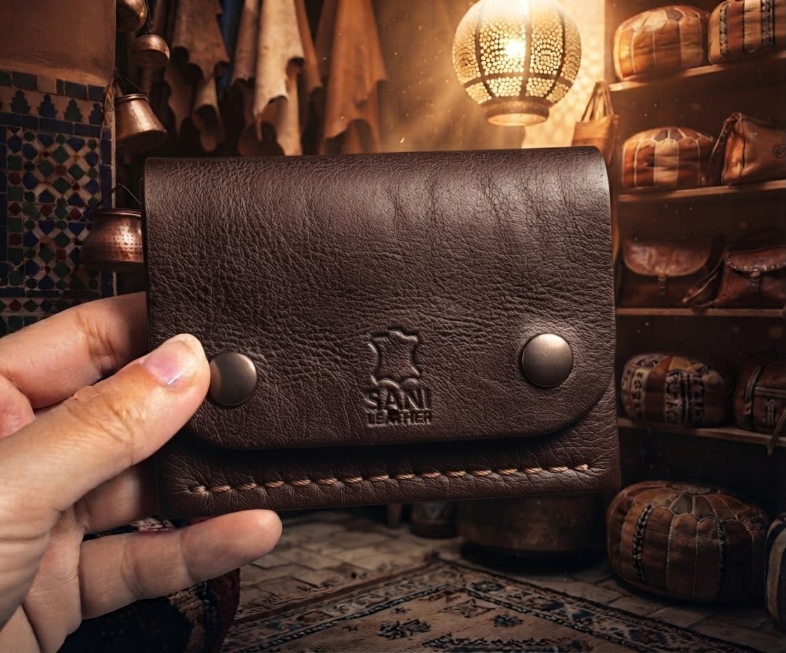 Handmade Moroccan Leather Wallet – Sani Leather (Minimalist Snap Closure)