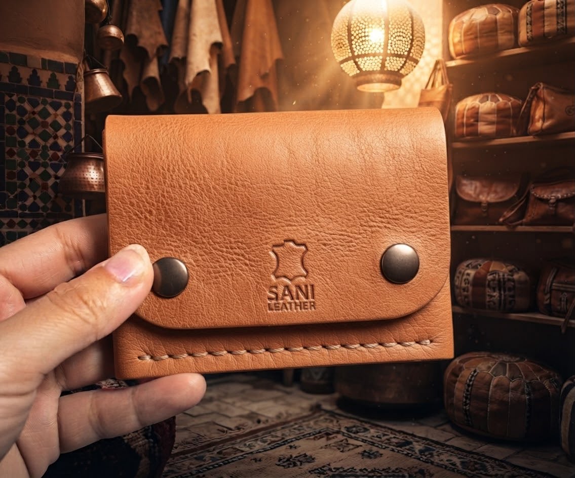 Handmade Moroccan Leather Wallet – Sani Leather (Minimalist Snap Closure)