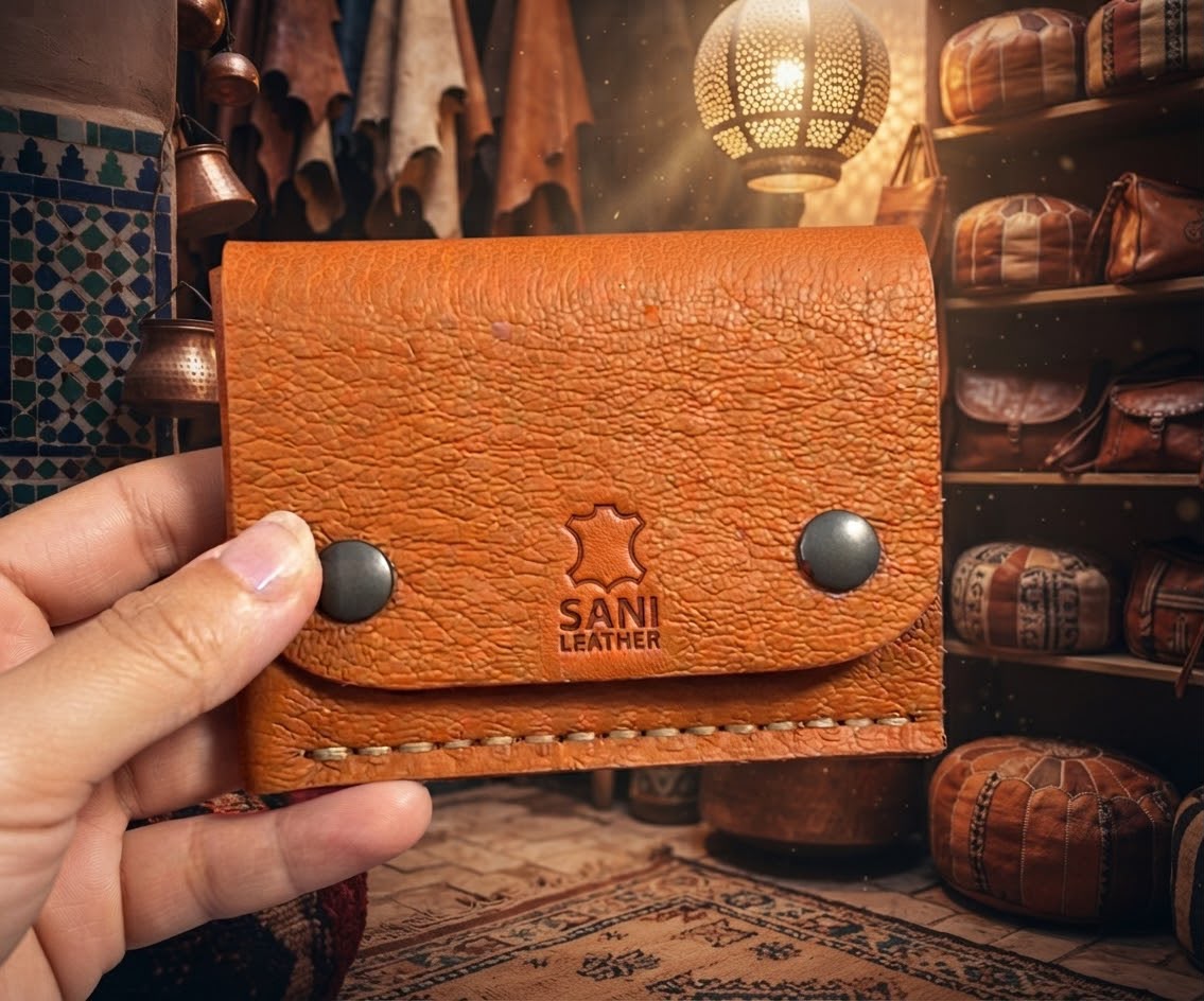 Handmade Moroccan Leather Wallet – Sani Leather (Minimalist Snap Closure)