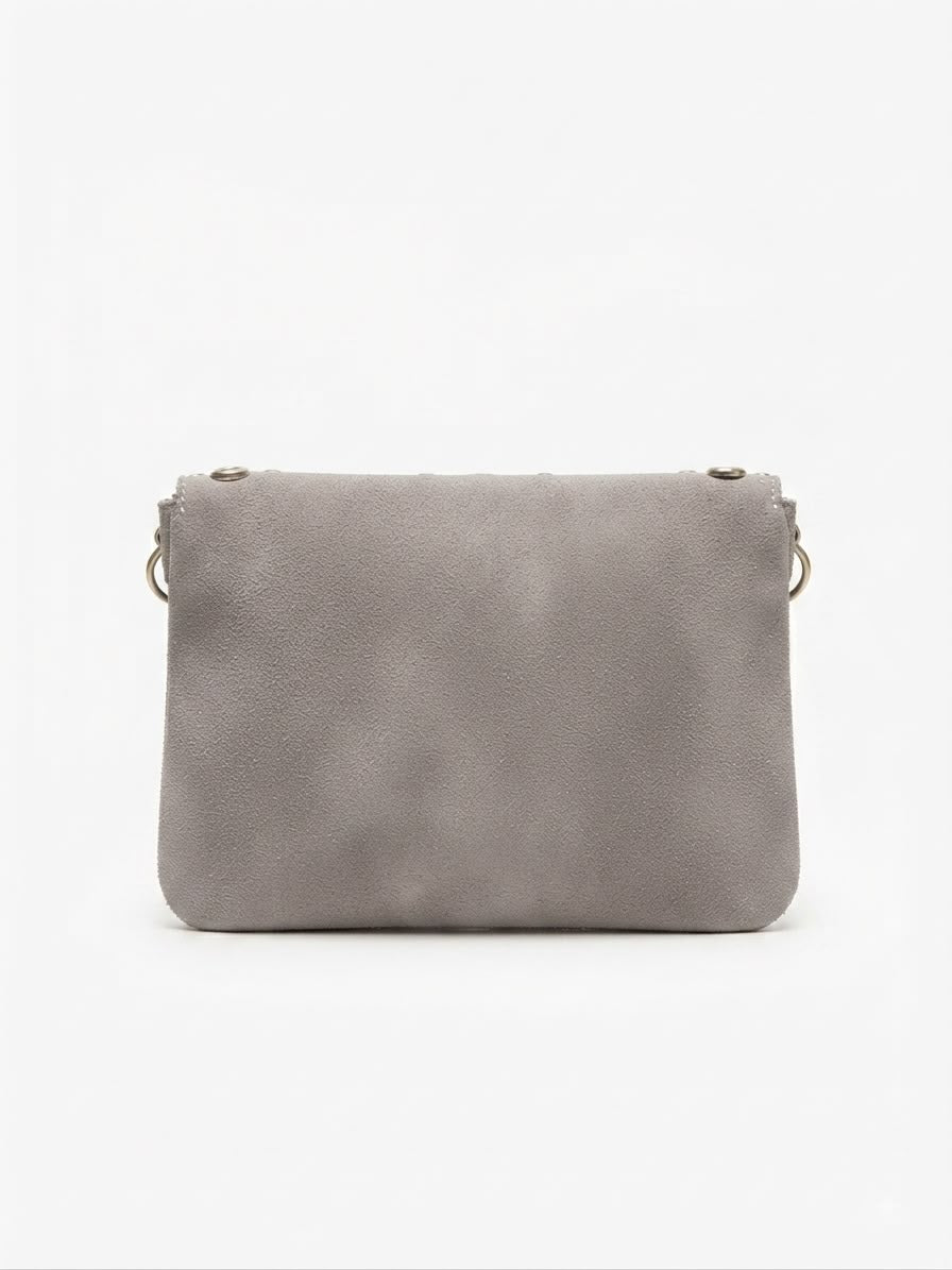Handmade Grey suede Leather Crossbody Bag